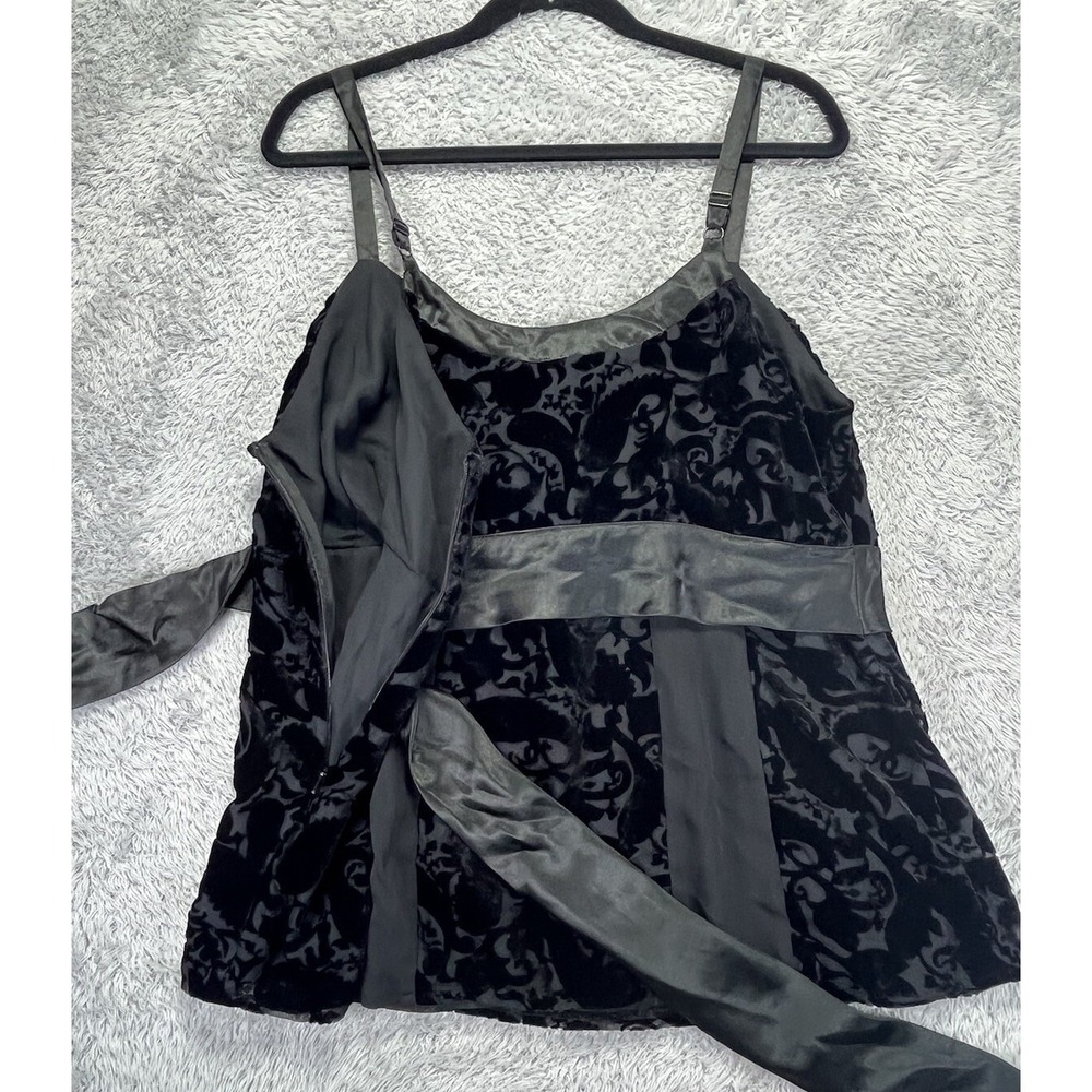 Lane Bryant Womens 16 Burnout Velvet Camisole Black Side Tie Y2K Whimsigoth - Picture 9 of 9